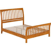 Orleans Queen Low Profile Platform Bed with Matching Footboard in Light Toffee Wood