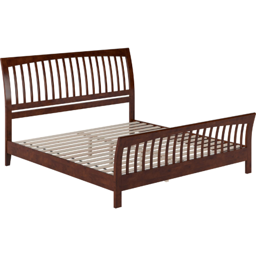 Orleans King Low Profile Platform Bed with Matching Footboard in Walnut FInish Wood
