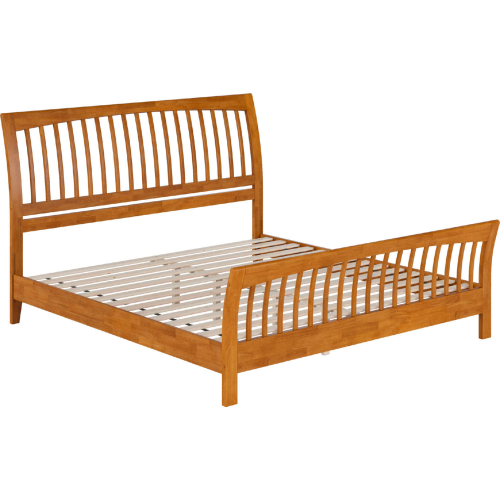 Orleans King Low Profile Platform Bed with Matching Footboard in Light Toffee Wood