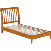 Orleans Twin XL Low Profile Sleigh Platform Bed in Light Toffee Finish Wood