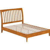 Orleans Full Low Profile Sleigh Platform Bed in Light Toffee Finish Wood