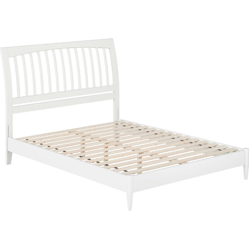 Orleans Queen Low Profile Sleigh Platform Bed in White Finish Wood
