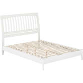 Orleans Queen Low Profile Sleigh Platform Bed in White Finish Wood