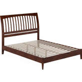 Orleans Queen Low Profile Sleigh Platform Bed in Walnut Finish Wood