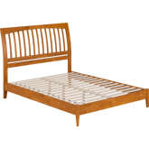 Orleans Queen Low Profile Sleigh Platform Bed in Light Toffee Finish Wood