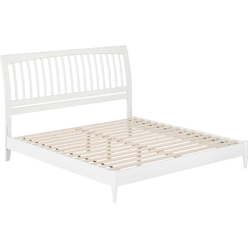 Orleans King Low Profile Sleigh Platform Bed in White Finish Wood