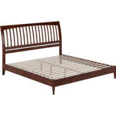Orleans King Low Profile Sleigh Platform Bed in Walnut Finish Wood
