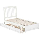 Roslyn Twin Platform Bed with Panel Footboard, Twin Trundle & Charging in White