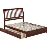 Roslyn Queen Platform Bed with Panel Footboard, Twin XL Trundle & Charging in Walnut Finish