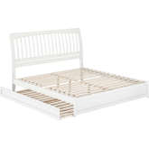 Roslyn King Platform Bed with Panel Footboard, Twin XL Trundle & Charging in White