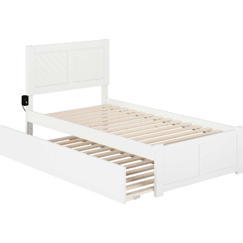 Canyon Twin XL Platform Bed with Twin XL Trundle in White Finish Wood
