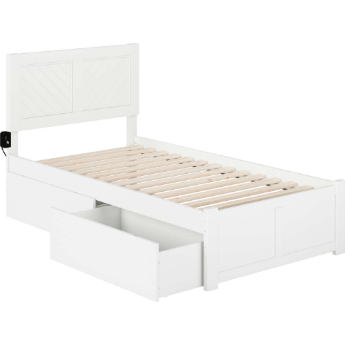 Canyon Twin Storage Platform Bed with 2 Drawers in White Finish Wood