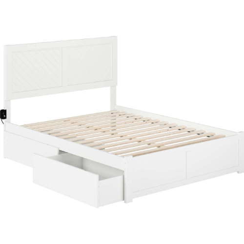 Canyon Full Platform Bed with 2 Drawers in White Finish Wood