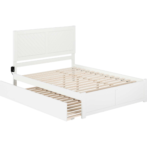 Canyon King Platform Bed with Twin XL Trundle in White Finish Wood