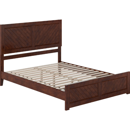Berkshire Queen Low Profile Platform Bed with USB & Matching Footboard in Walnut Finish