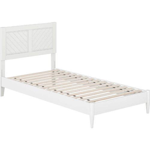 Berkshire Twin XL Low Profile Platform Bed with USB in White Finish Wood