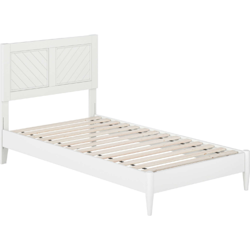 Berkshire Twin Low Profile Platform Bed with USB in White Finish Wood