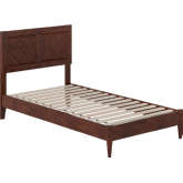 Berkshire Twin Low Profile Platform Bed with USB in Walnut Finish Wood