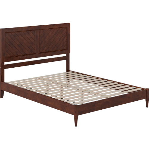 Berkshire Queen Low Profile Platform Bed with USB in Walnut Finish Wood