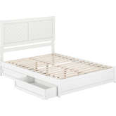Clayton Queen Platform Bed with Panel Footboard, Drawers & Charging in White