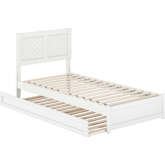 Clayton Twin XL Platform Bed with Panel Footboard, Twin XL Trundle & Charging in White