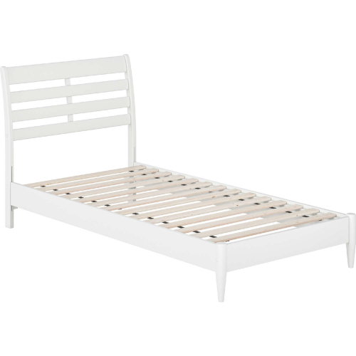 Savannah Twin XL Low Profile Platform Bed in White Finish Wood
