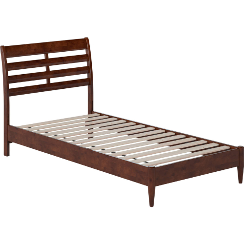 Savannah Twin XL Low Profile Platform Bed in Walnut Finish Wood