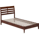 Savannah Twin XL Low Profile Platform Bed in Walnut Finish Wood