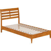Savannah Twin XL Low Profile Platform Bed in Light Toffee Finish Wood