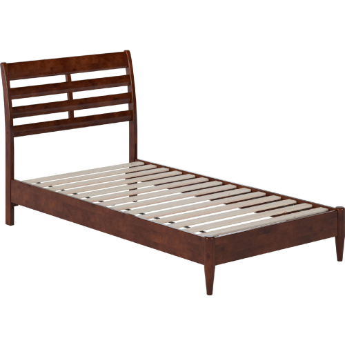 Savannah Twin Low Profile Platform Bed in Walnut Finish Wood
