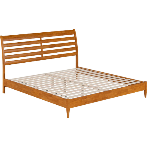 Savannah King Low Profile Platform Bed in Light Toffee Finish Wood