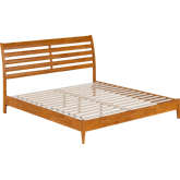 Savannah King Low Profile Platform Bed in Light Toffee Finish Wood