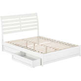 Emelie Queen Platform Bed with Panel Footboard, Drawers & Charging in White