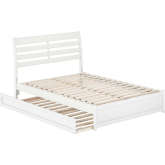 Emelie Full Platform Bed with Panel Footboard, Twin Trundle & Charging in White