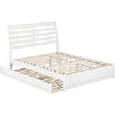 Emelie Queen Platform Bed with Panel Footboard, Twin XL Trundle & Charging in White