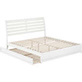Emelie King Platform Bed with Panel Footboard, Twin XL Trundle & Charging in White