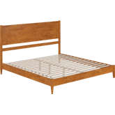 Pasadena King Low Profile Platform Bed in Light Toffee Finish Wood
