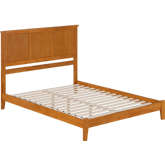 Madison Queen Low Profile Platform Bed in Light Toffee Solid Wood