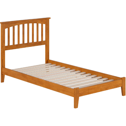 Mission Twin Low Profile Platform Bed in Light Toffee Solid Wood