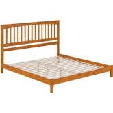 Mission King Low Profile Platform Bed in Light Toffee Solid Wood