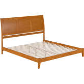 Portland King Low Profile Platform Bed in Light Toffee Solid Wood
