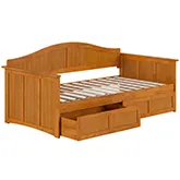 Nantucket Twin Daybed with Storage Drawers in Light Toffee Wood