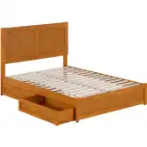 Clayton Full Platform Bed & 2 Under Bed Drawers in Light Toffee Wood