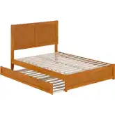 Clayton Full Platform Bed & Twin Trundle in Light Toffee Wood