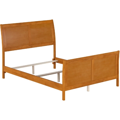 Portland Full Foundation Bed w/ Footboard in Light Toffee Wood