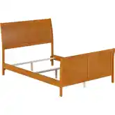 Portland Full Foundation Bed w/ Footboard in Light Toffee Wood