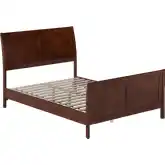 Valencia Full Low Profile Sleigh Platform Bed w/ Footboard in Walnut Wood