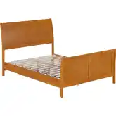 Valencia Full Low Profile Sleigh Platform Bed w/ Footboard in Light Toffee Wood