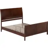 Valencia Queen Low Profile Sleigh Platform Bed w/ Footboard in Walnut Wood