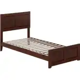 Berkshire Twin XL Low Profile Platform Bed w/ Footboard in Walnut Wood